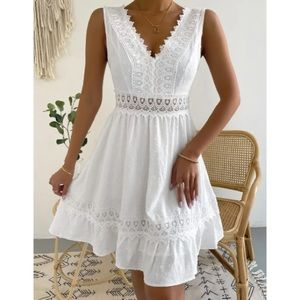 Swiss dot lace tie back dress